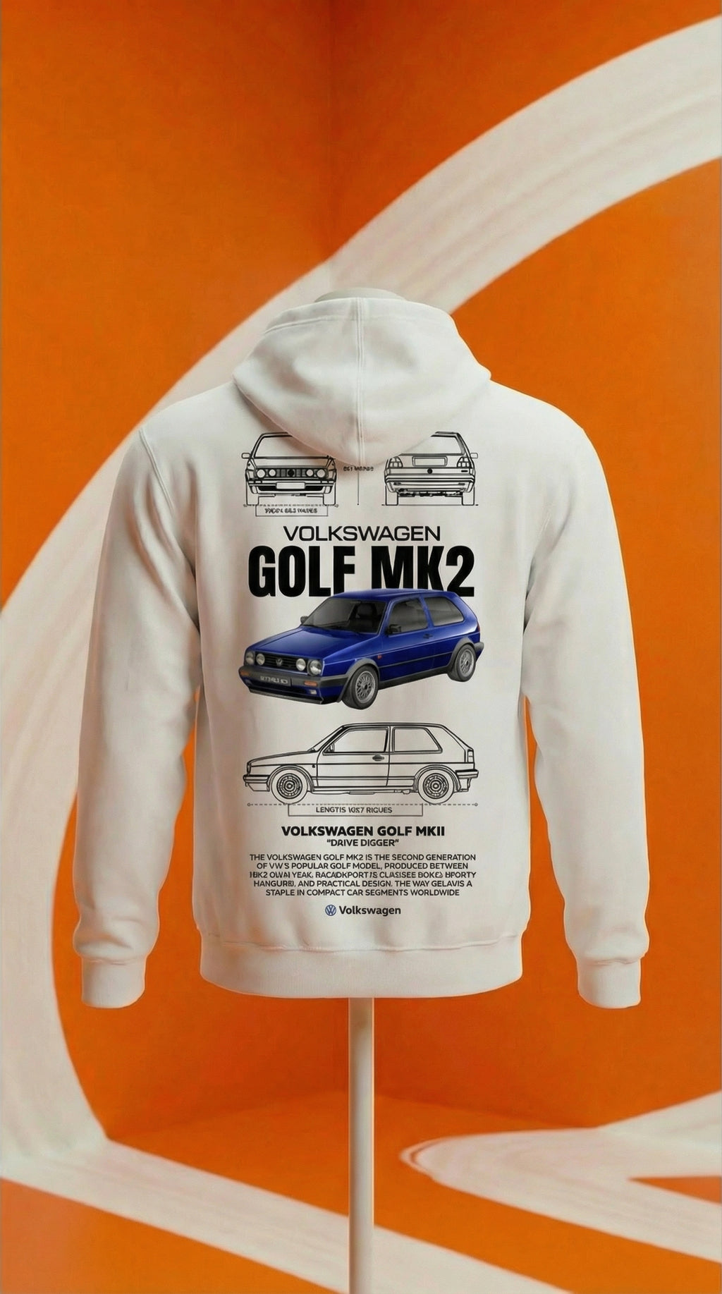 Volkswagen Golf MK2 Blueprint Hoodie