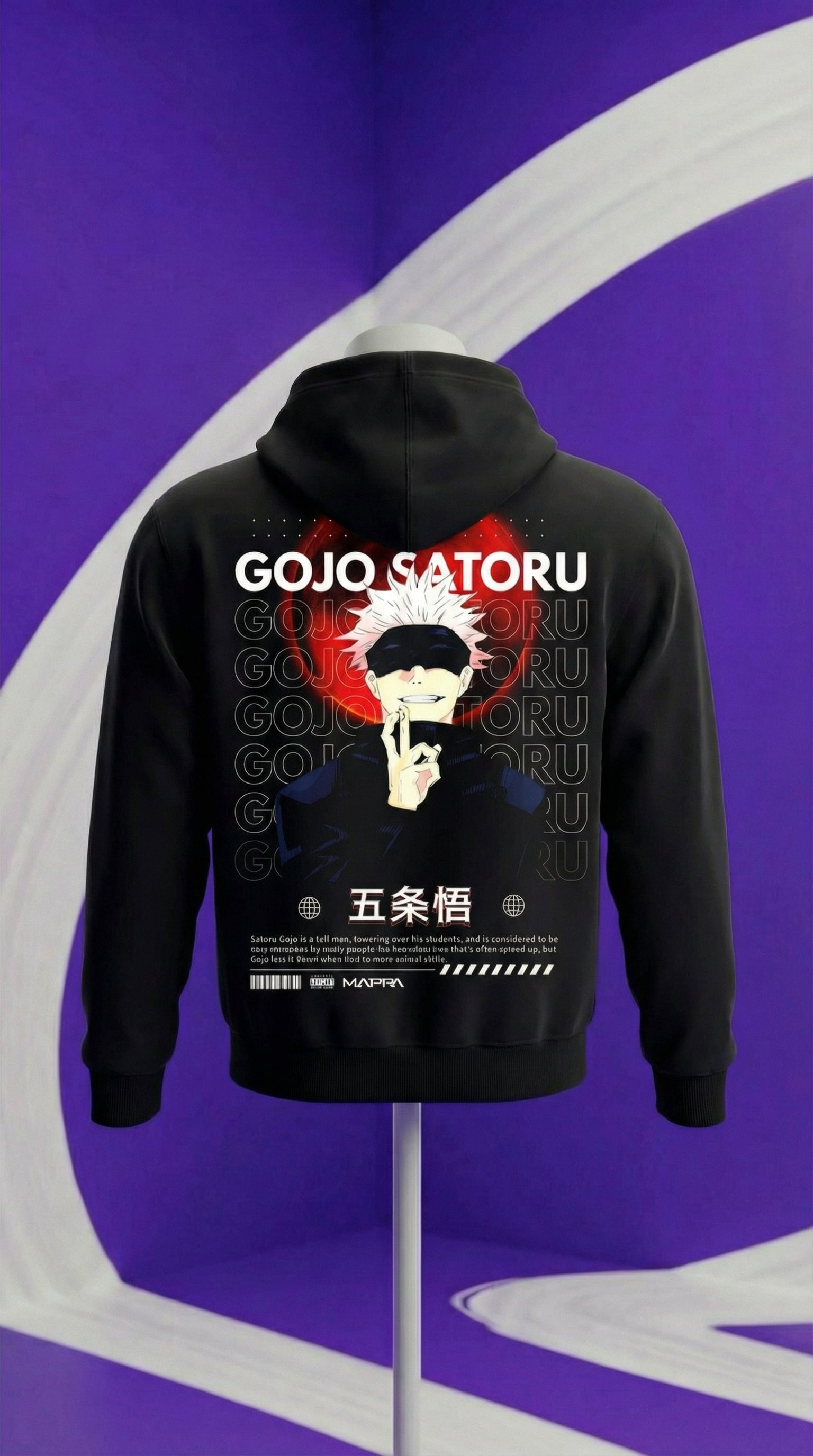 Gojo Satoru Hoodie (JJK) — Black