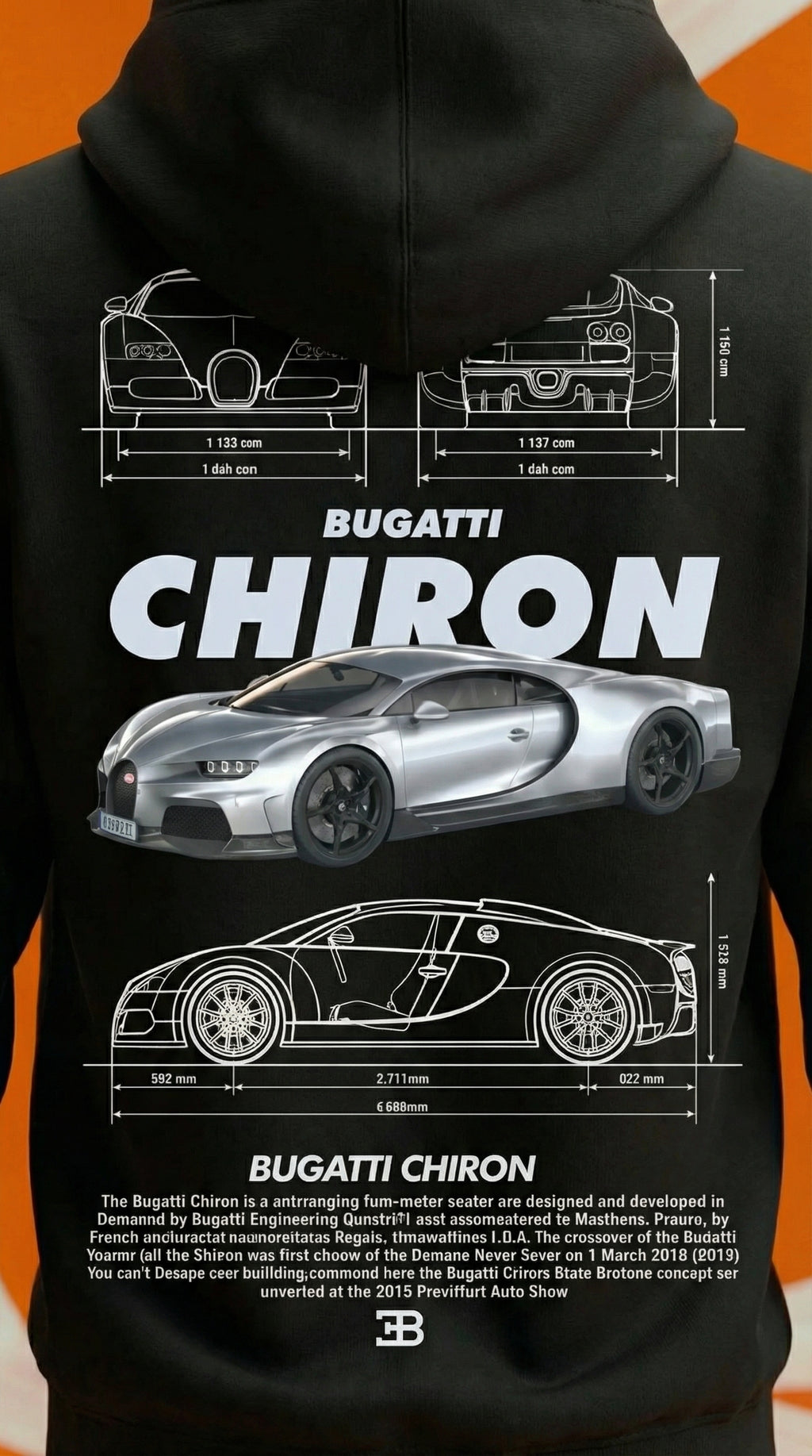 Bugatti Chiron Blueprint Hoodie