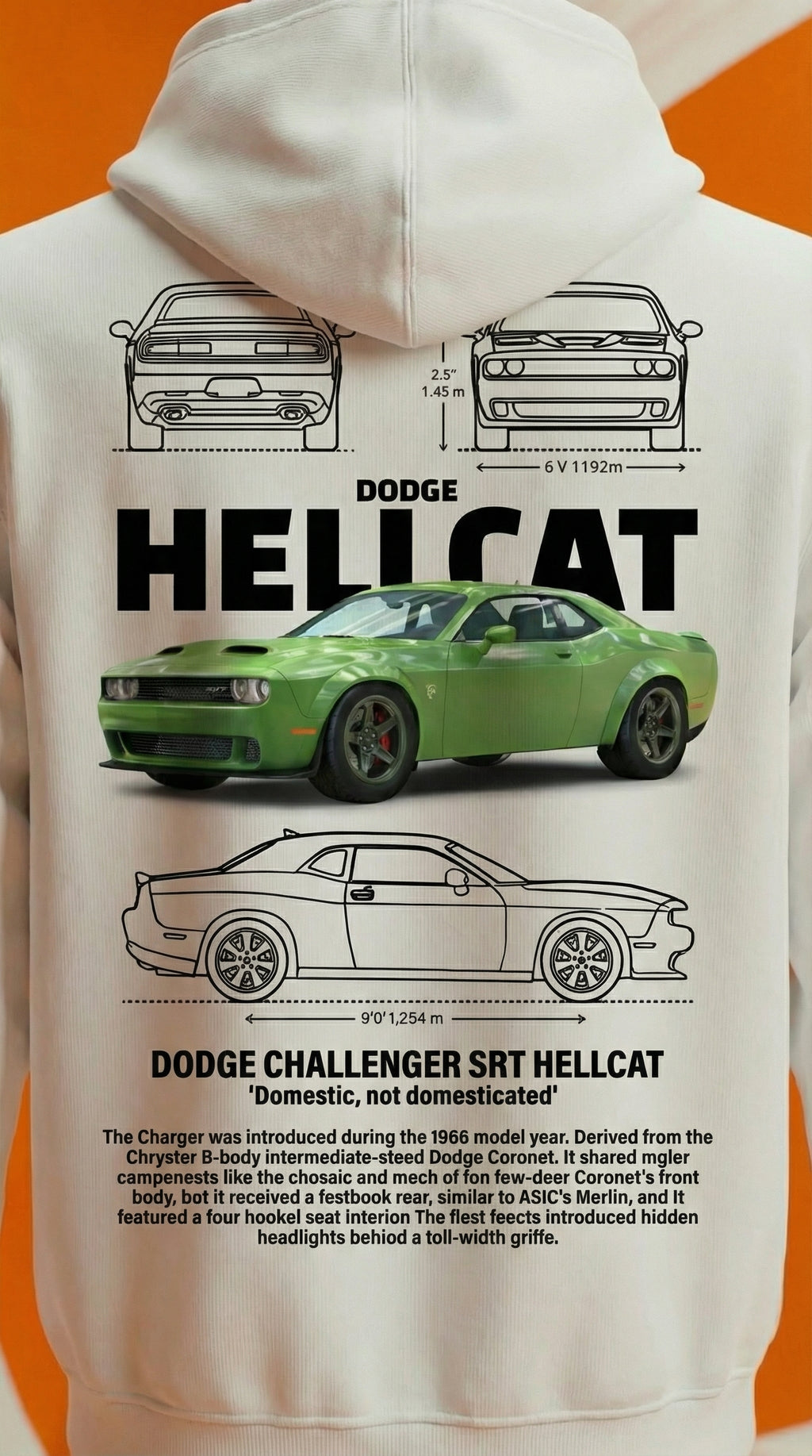 Dodge Challenger SRT Hellcat Blueprint Hoodie