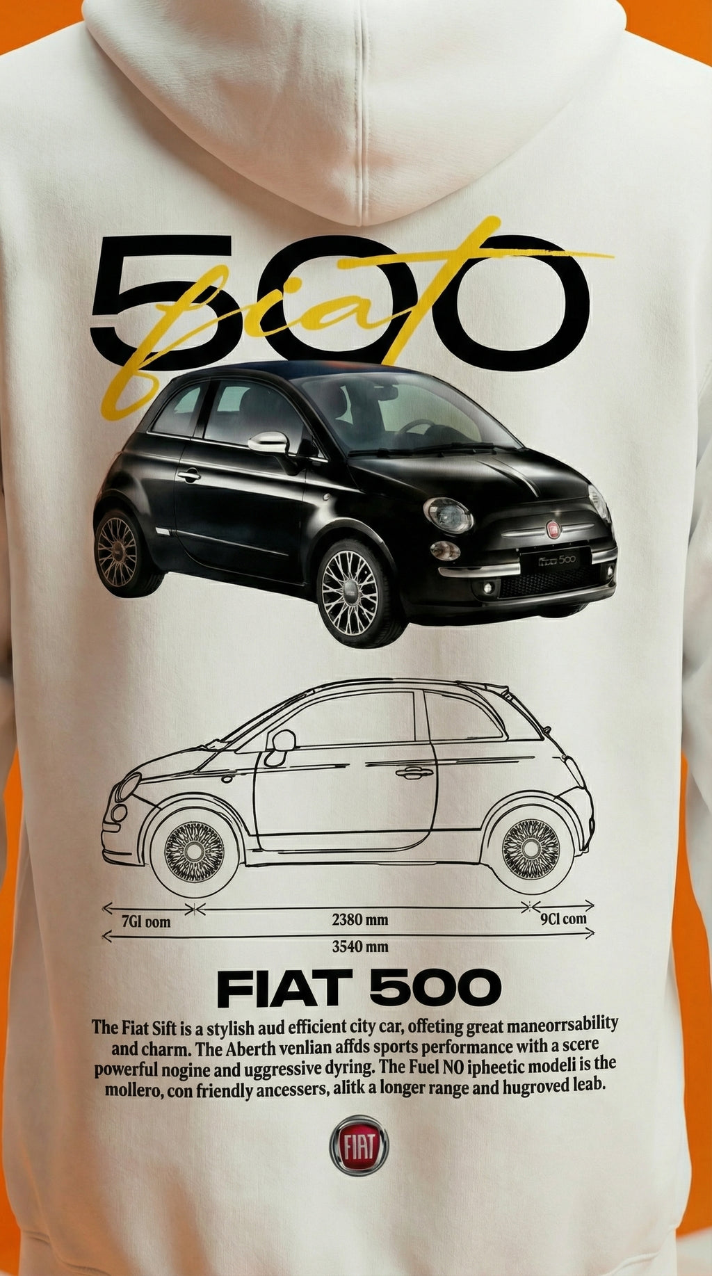 Sweat à capuche Fiat 500 Blueprint