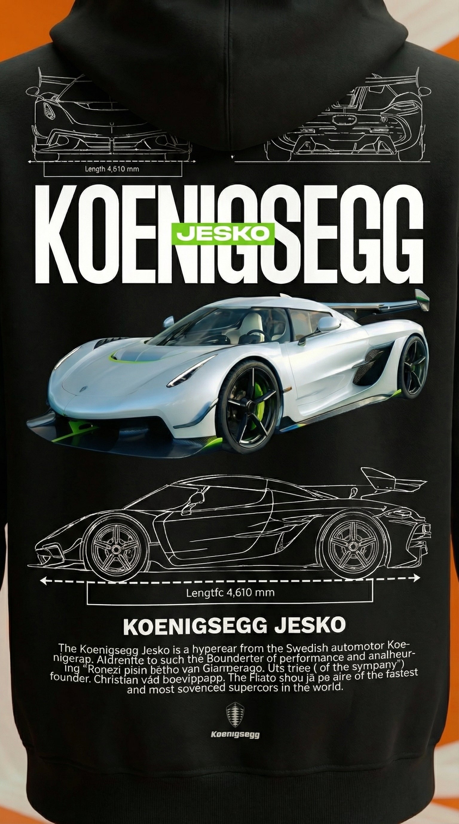 Koenigsegg Jesko Blueprint Hoodie
