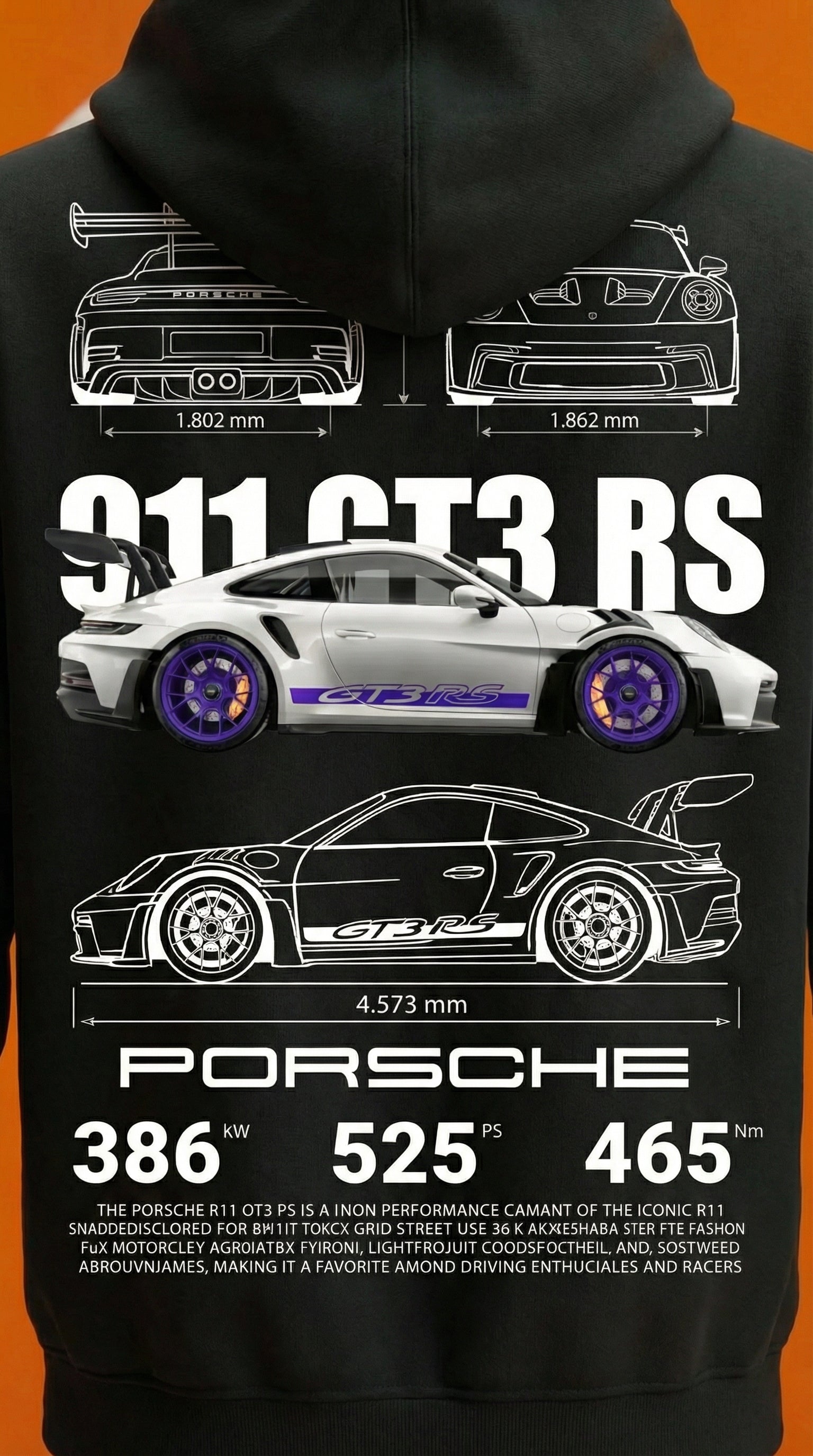 Porsche 911 GT3 RS Blueprint Hoodie
