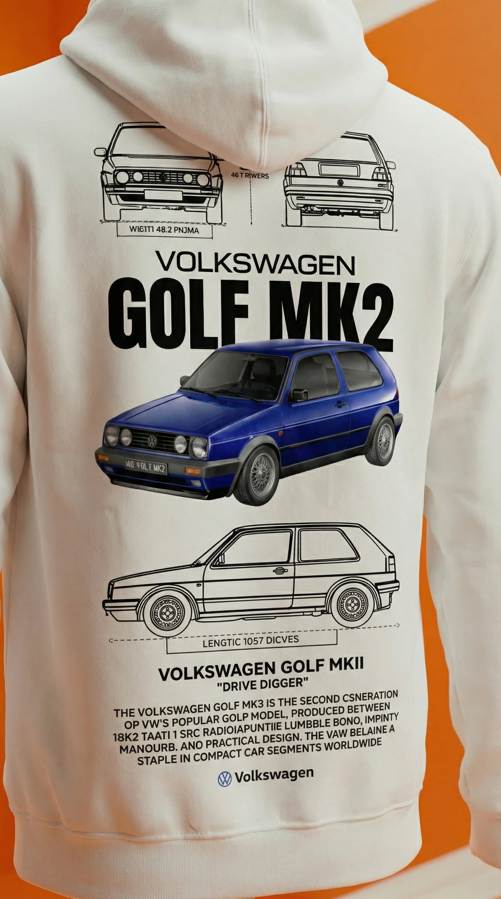Volkswagen Golf MK2 Blueprint Hoodie