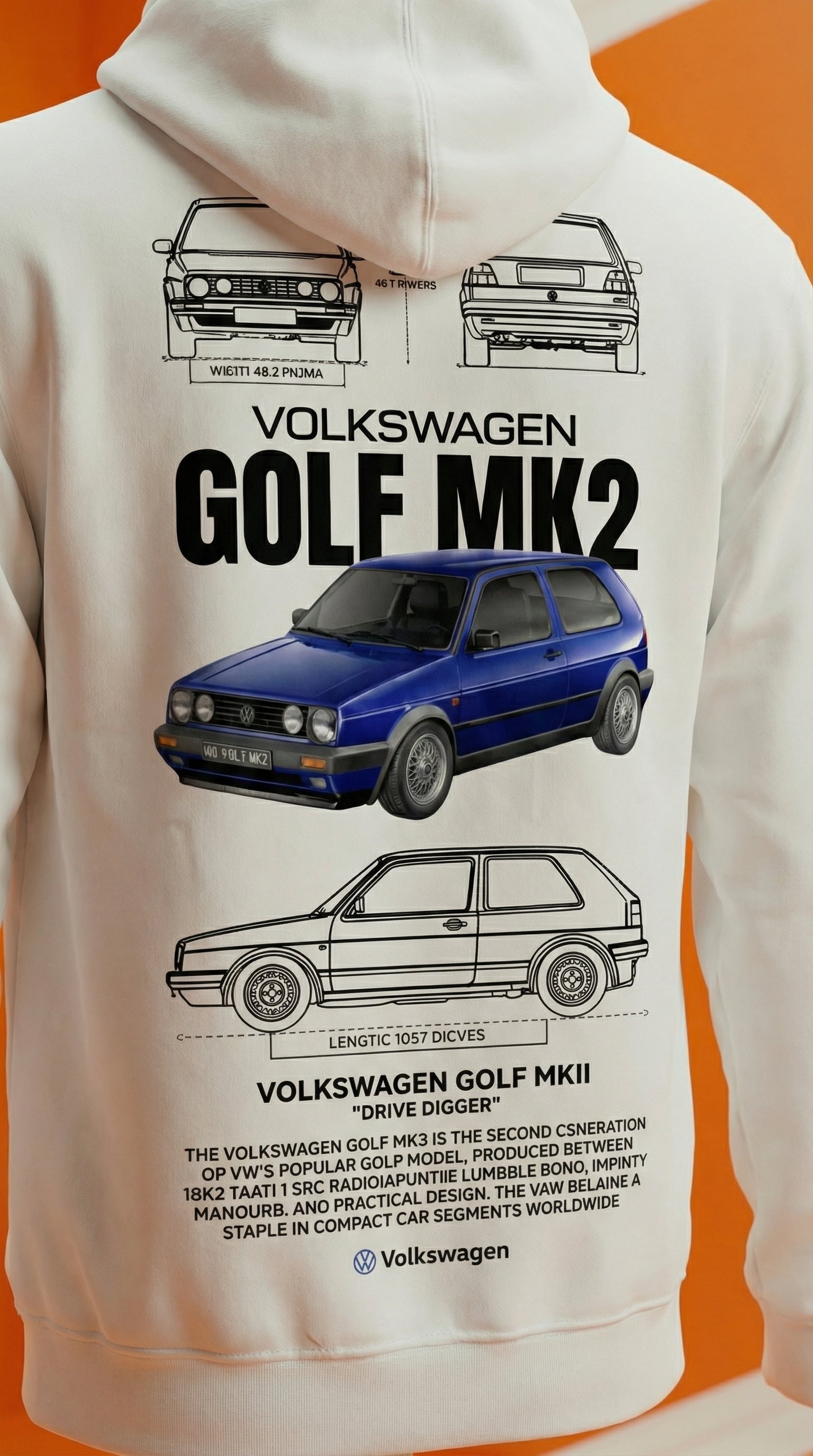 Volkswagen Golf MK2 Blueprint Hoodie