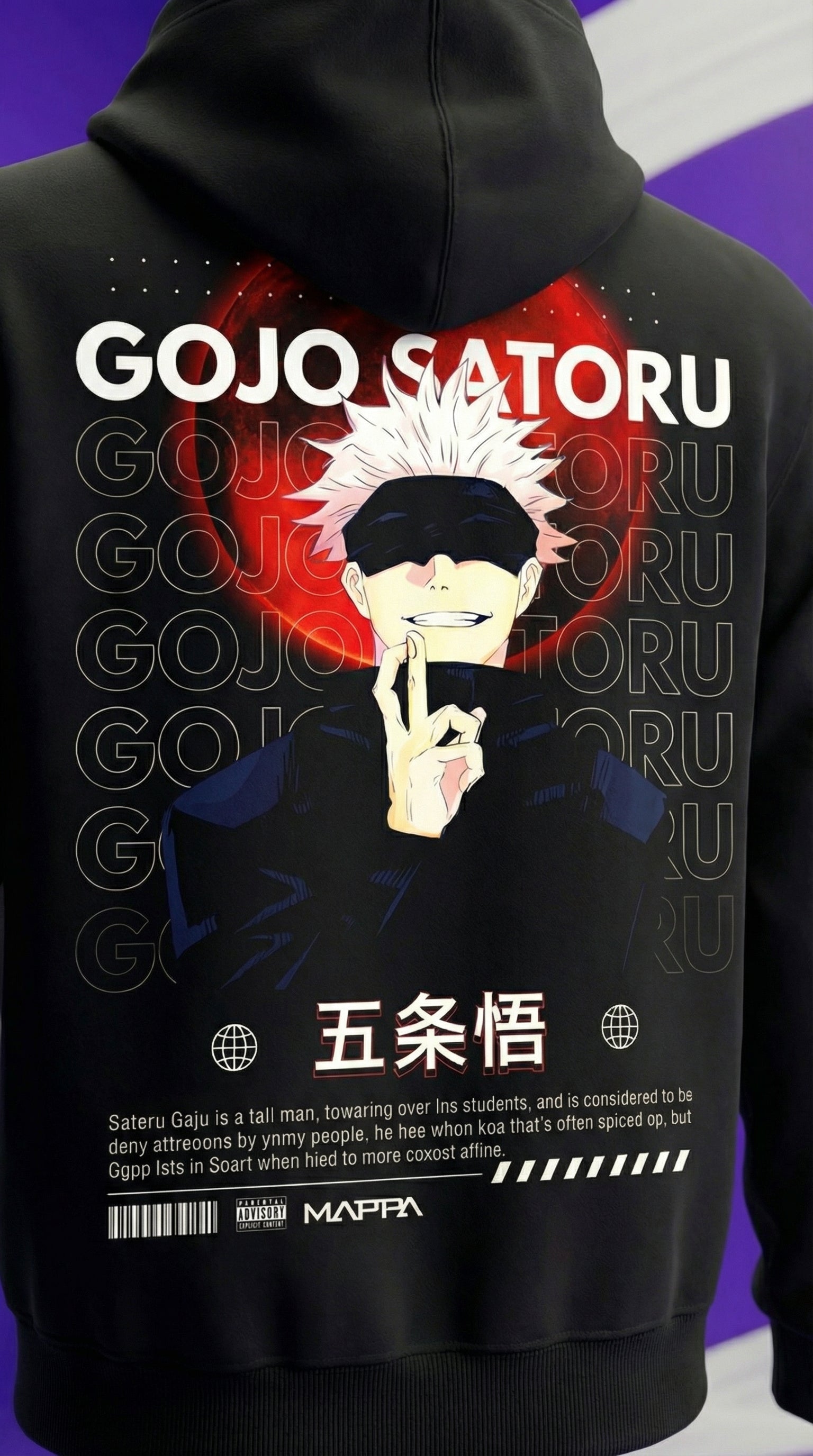 Gojo Satoru Hoodie (JJK) — Black