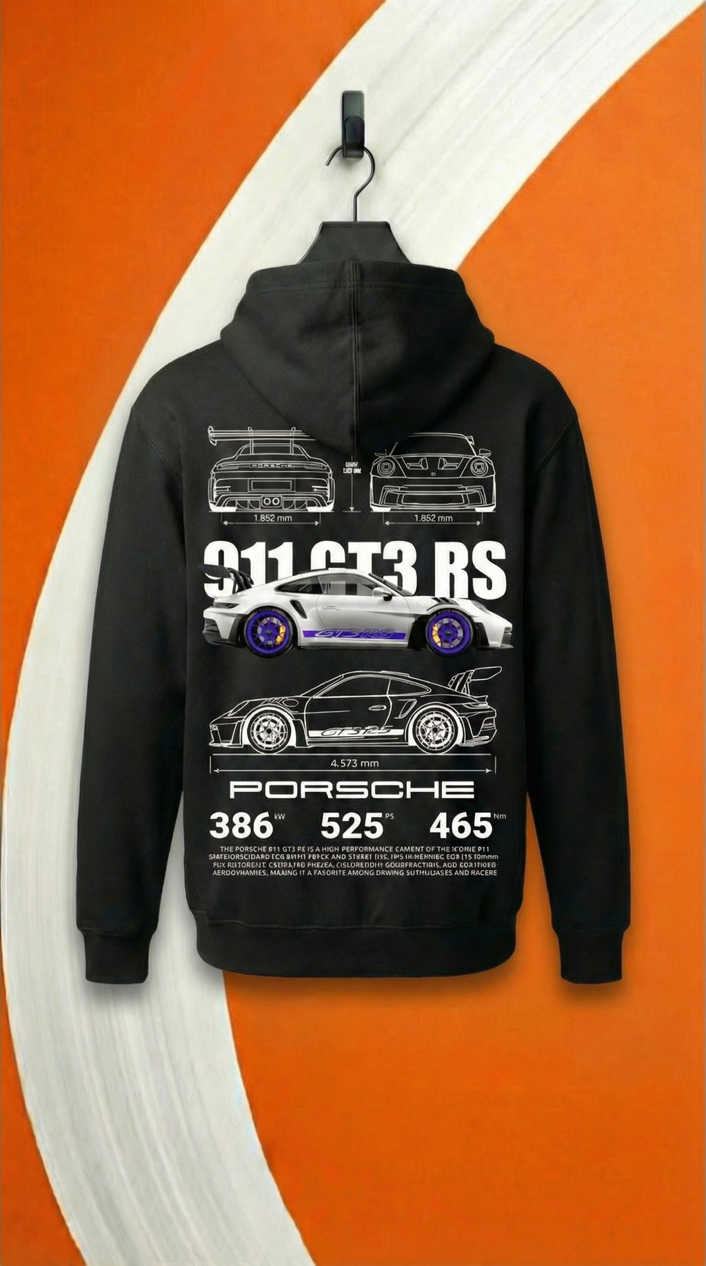 Sweat à capuche Porsche 911 GT3 RS Blueprint