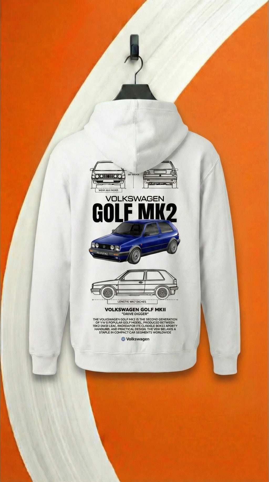 Volkswagen Golf MK2 Blueprint Hoodie