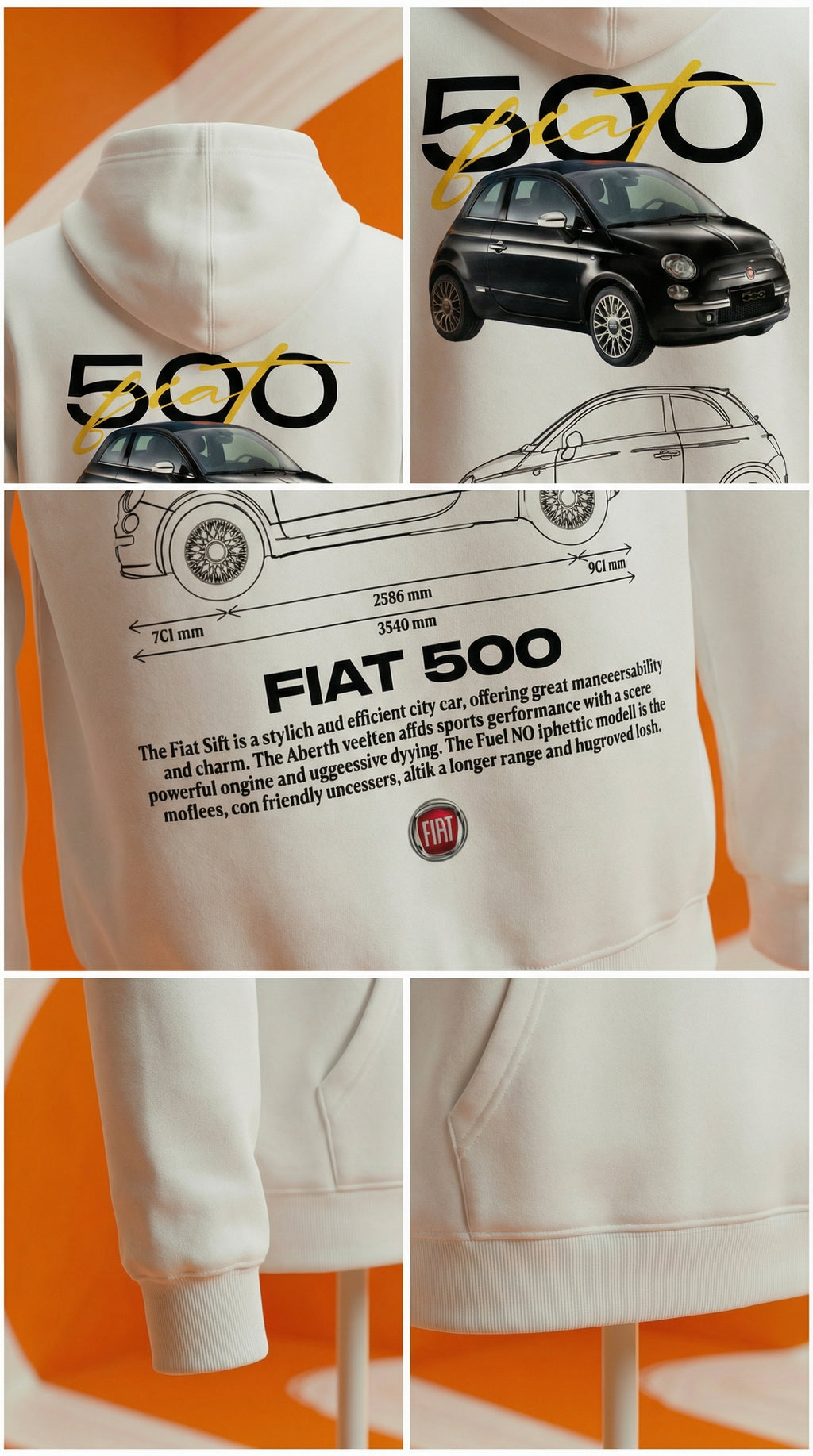 Sweat à capuche Fiat 500 Blueprint