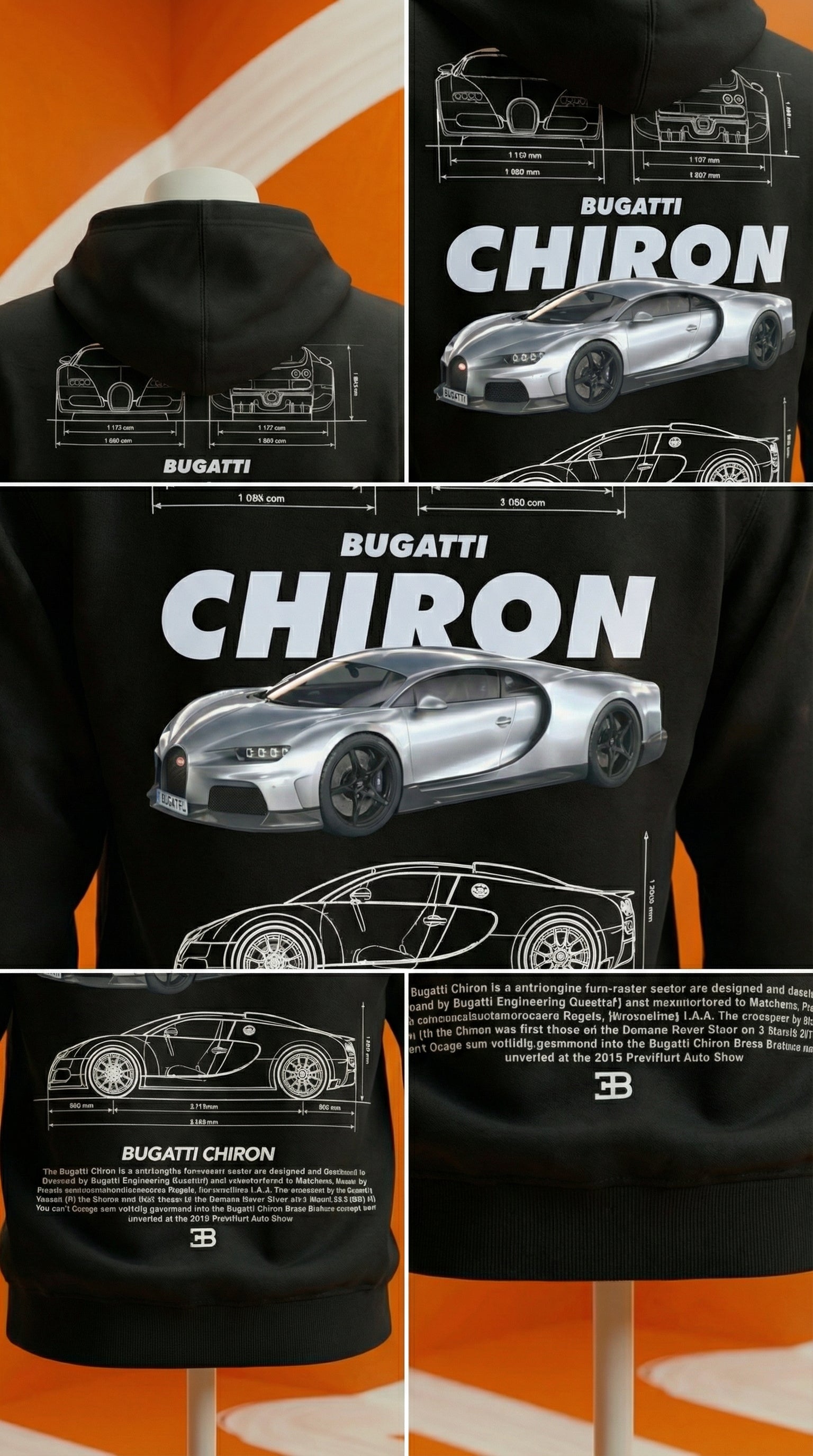 Bugatti Chiron Blueprint Hoodie
