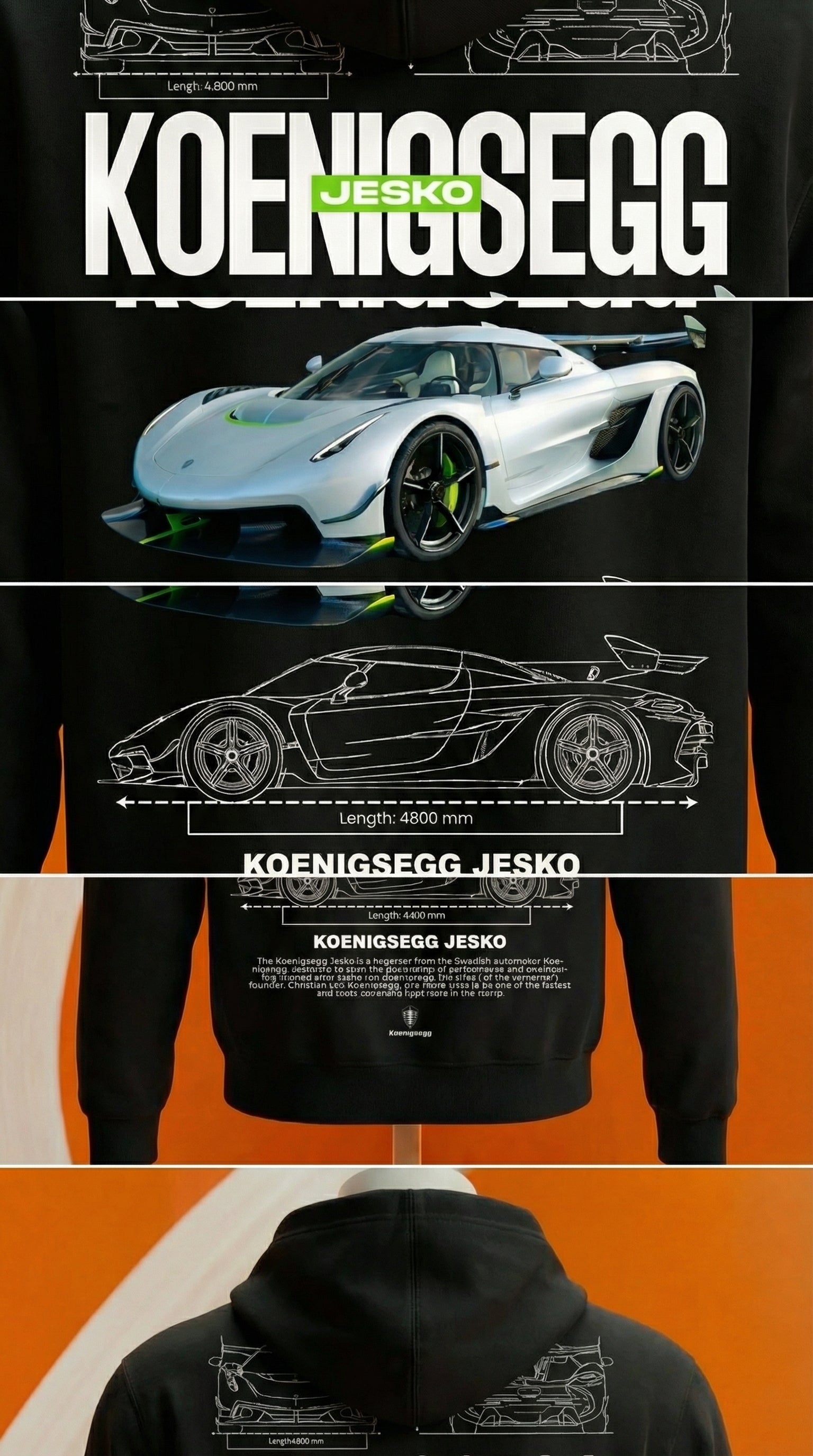 Koenigsegg Jesko Blueprint Hoodie