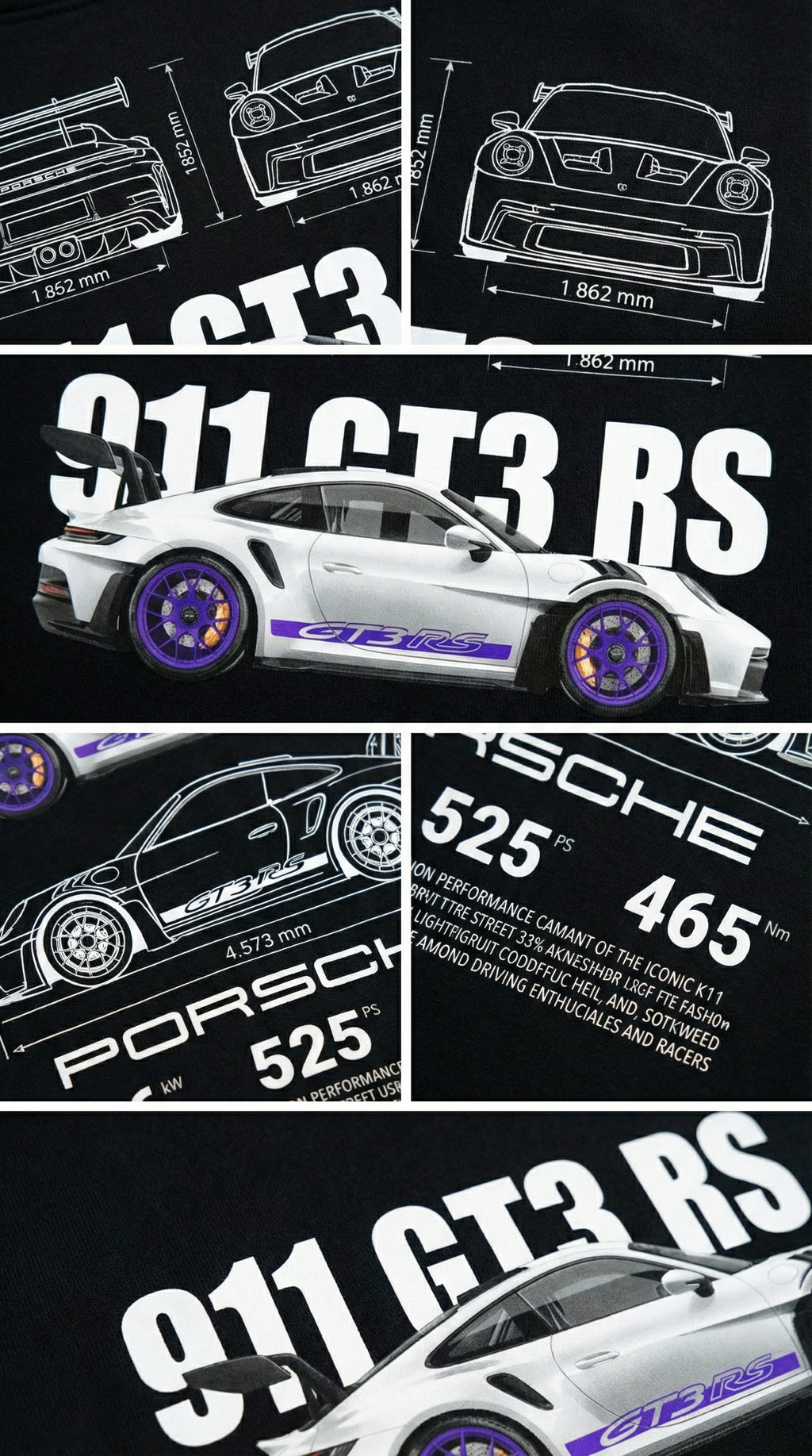 Sweat à capuche Porsche 911 GT3 RS Blueprint