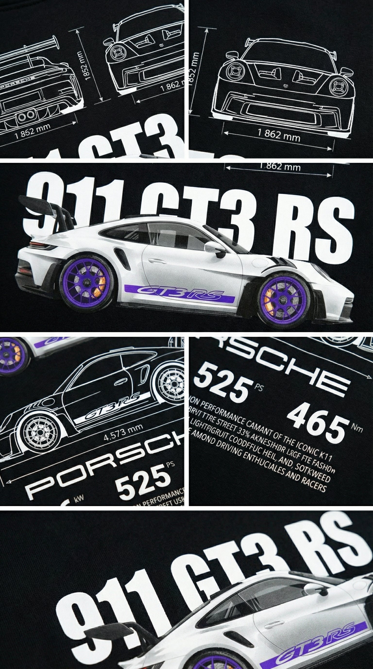 Sweat à capuche Porsche 911 GT3 RS Blueprint