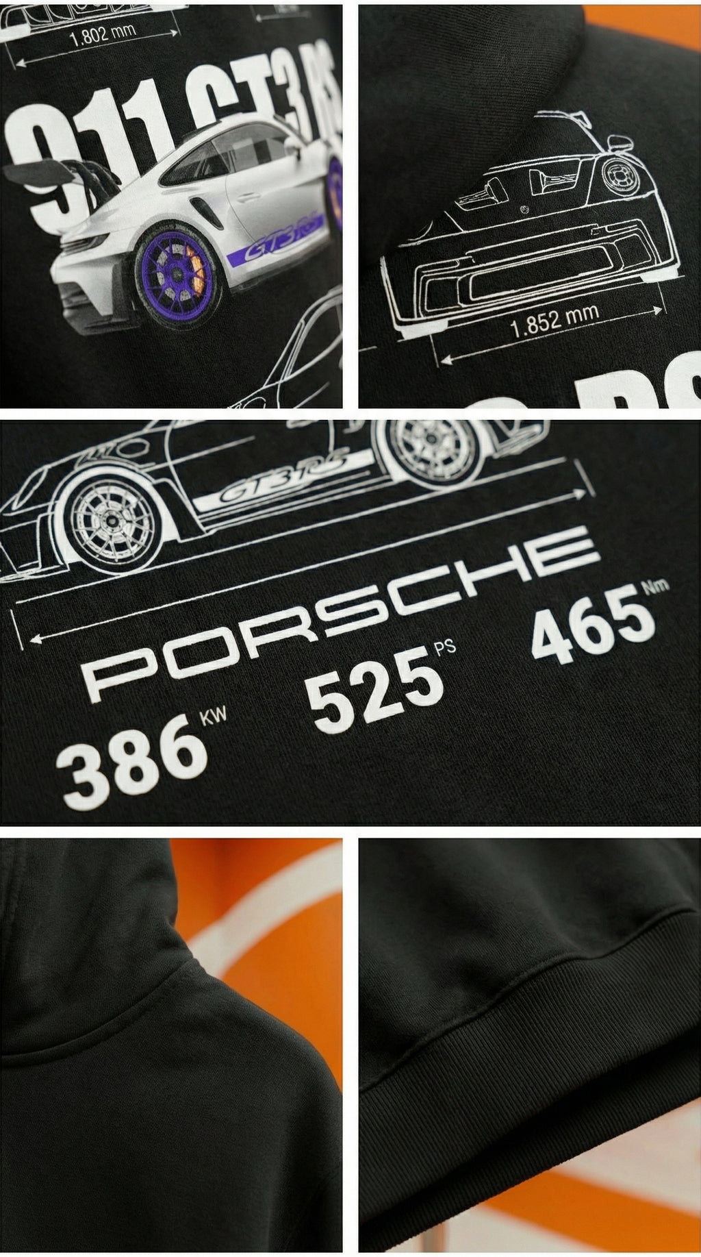 Sweat à capuche Porsche 911 GT3 RS Blueprint