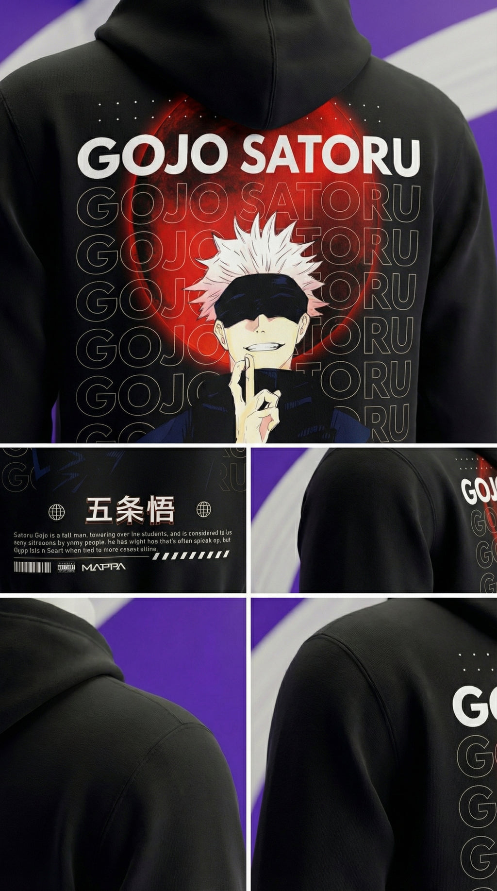 Gojo Satoru Hoodie (JJK) — Black