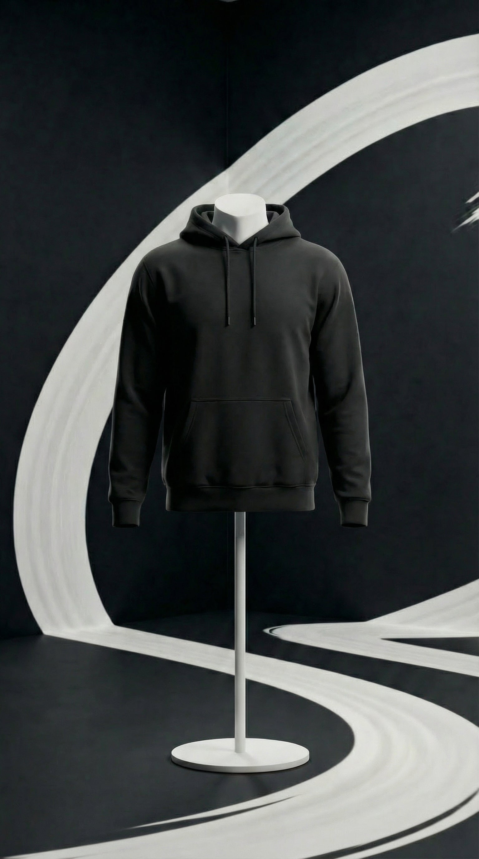 ACE Space basic hoodie minimal pullover in black and white
