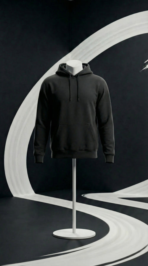 ACE Space basic hoodie minimal pullover in black and white
