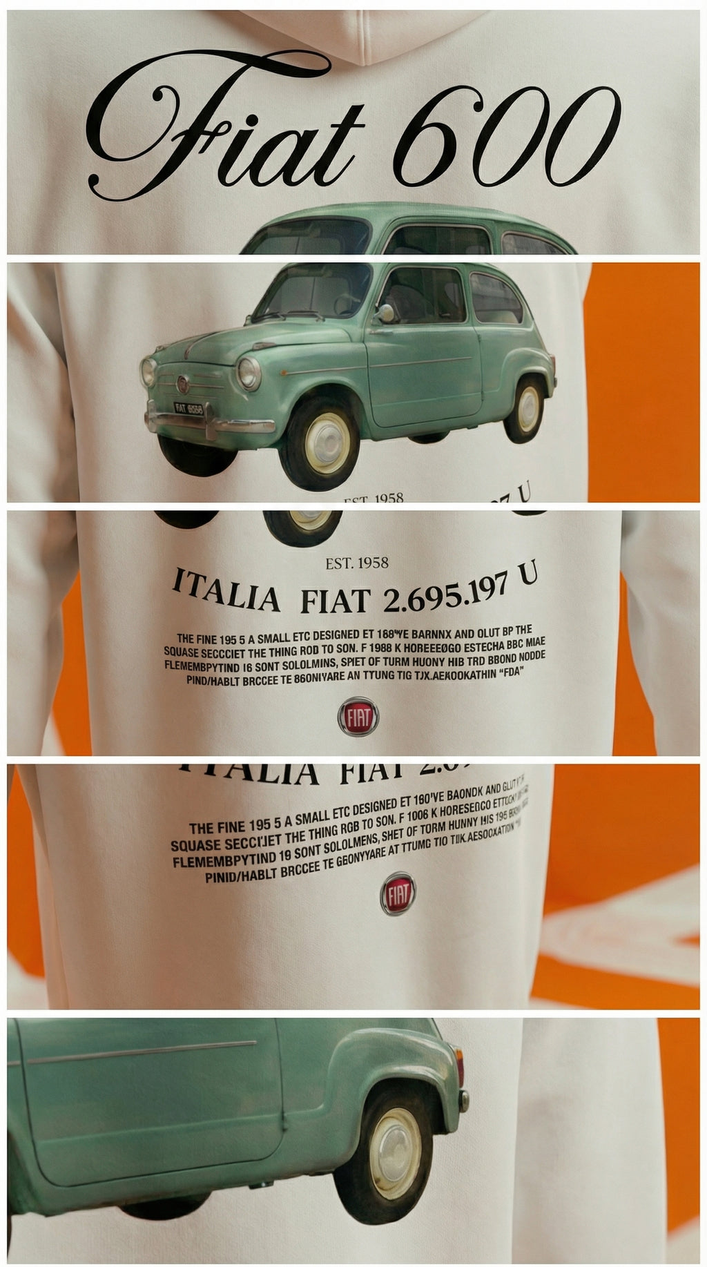 Fiat 600 Vintage Poster Hoodie