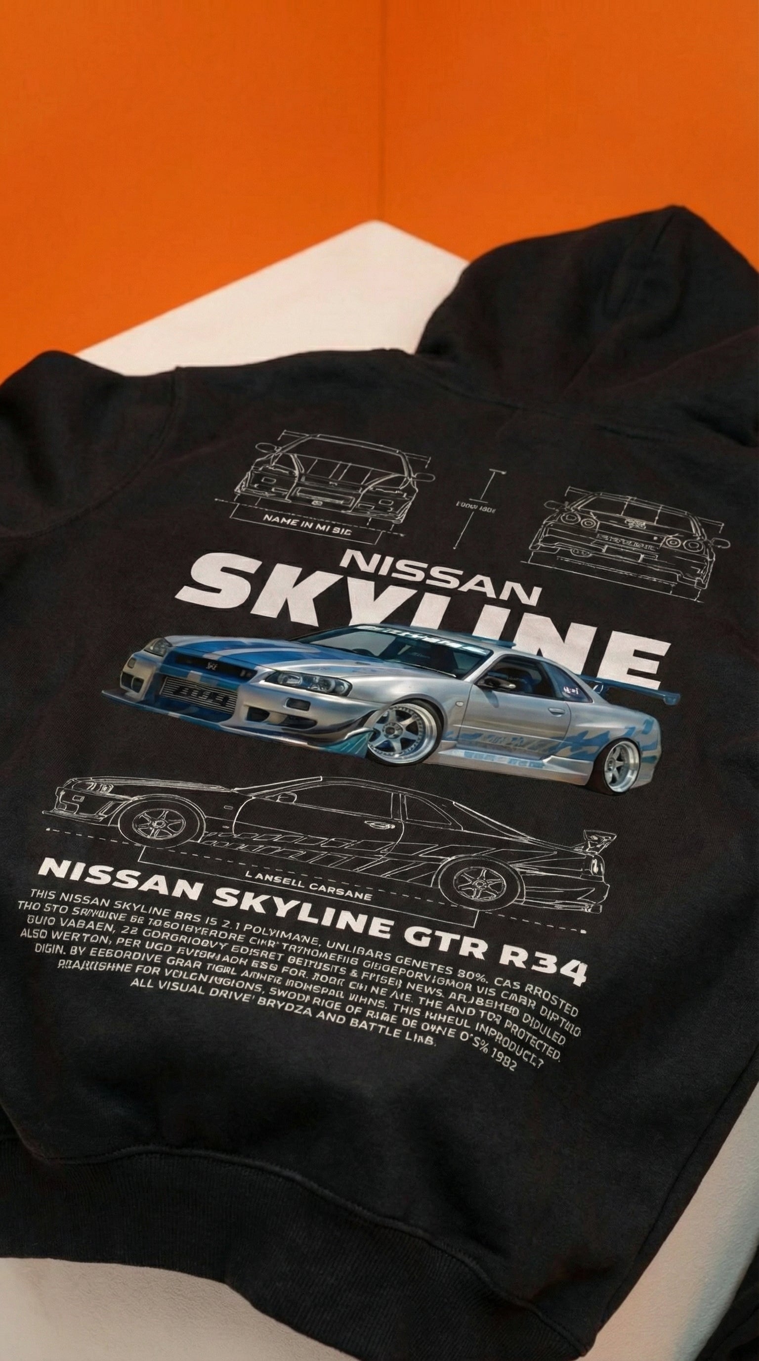 Nissan Skyline GT-R R34 Blueprint Hoodie