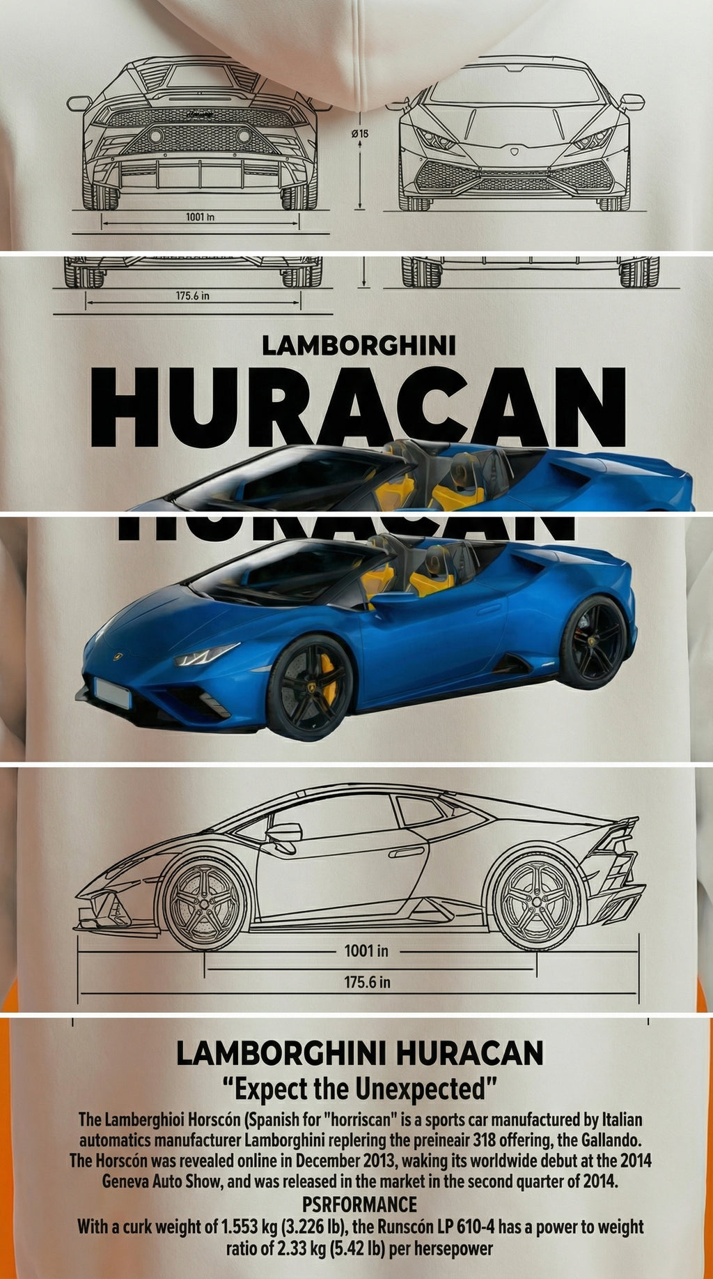 Lamborghini Huracán Blueprint Hoodie