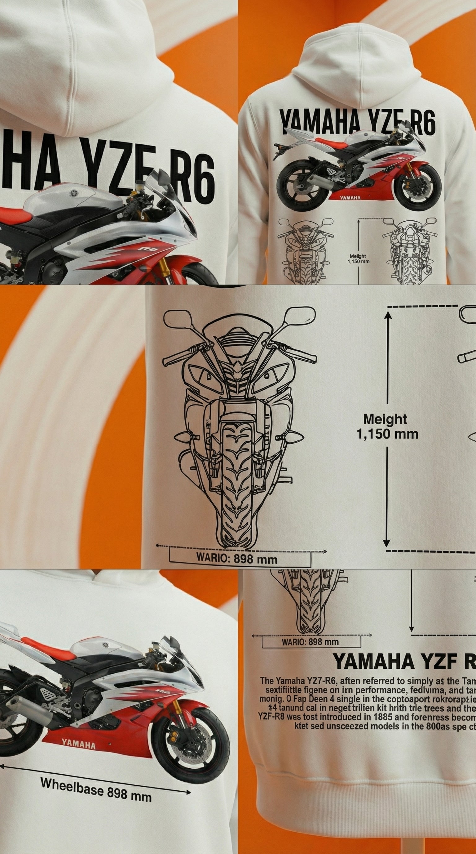 Yamaha YZF-R6 Blueprint Hoodie